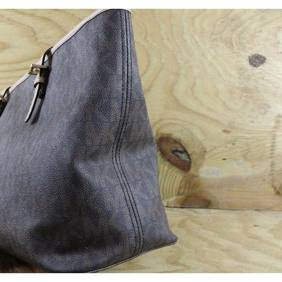 Michael Kors Bag Jet Set Signature Brown Logo Monogram Tote Shoulder Large - Picture 6 of 12